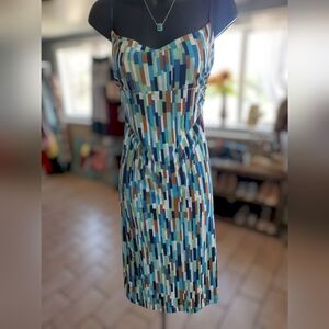 BCBG Blue and White Spaghetti Strap Slip Dress, L